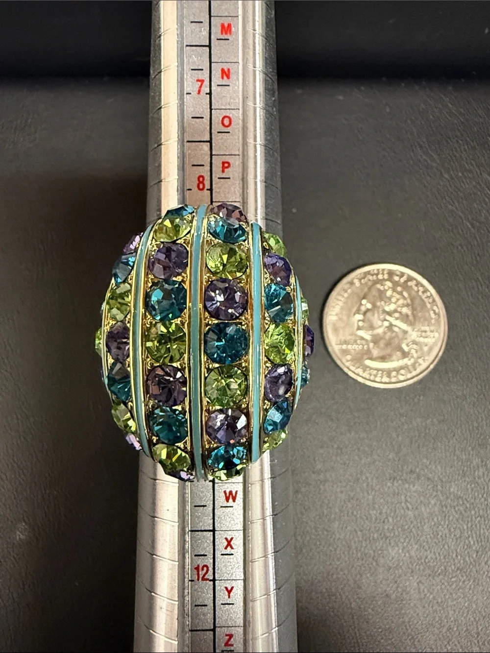 Multicolor Crystal Dome Statement Ring - Gold Tone